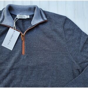 Collars & Co Men's‎ Australian Merino Wool Quarter Zip Sweater Grey Small NWT